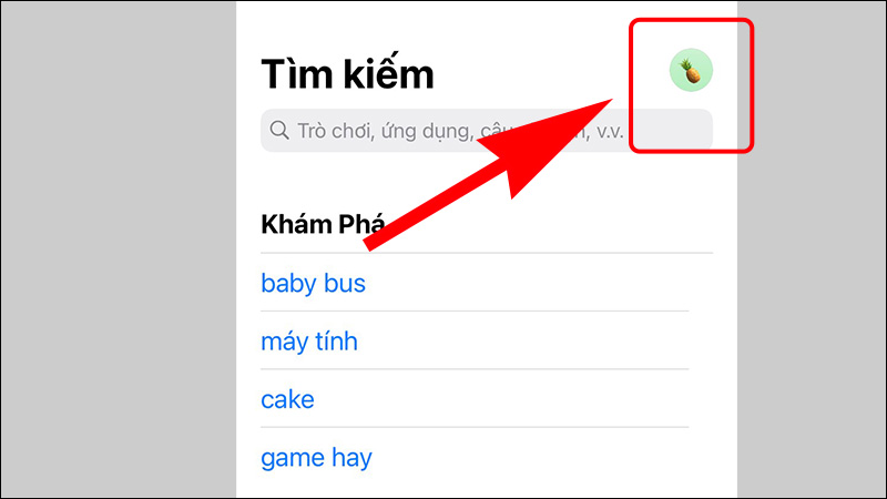 Nhấn vào avatar phía góc màn hình